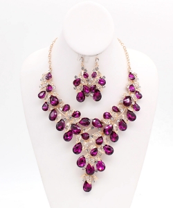 Teardrop necklace and earring set NB810065 GOLD FU
